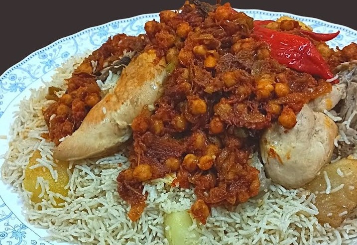 طريقة تحضير حشوة الحمص فوق الأرز (الكشنة) من المطبخ الخليجي 