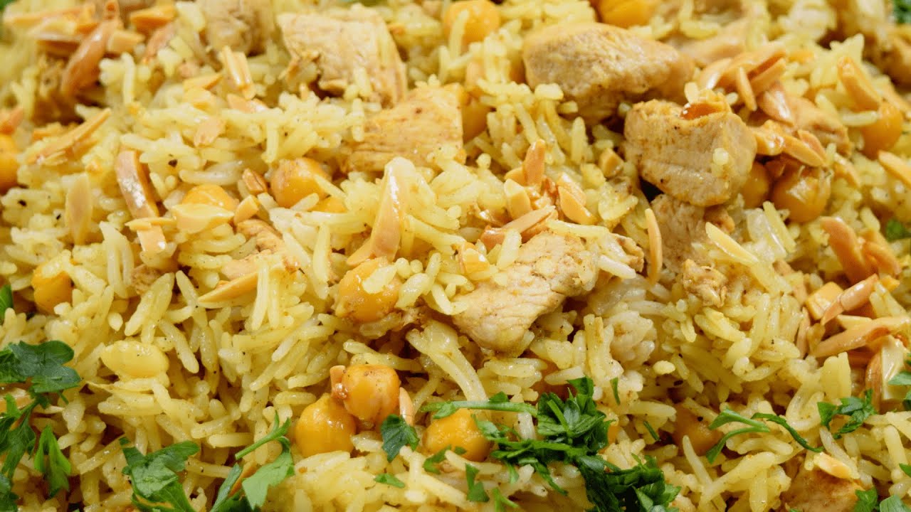 الأرز البخاري بالدجاج والحمص بالطريقة الأصلية 